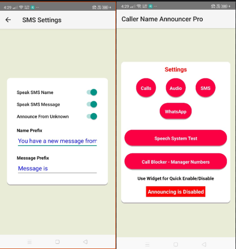 Call Announcer Application