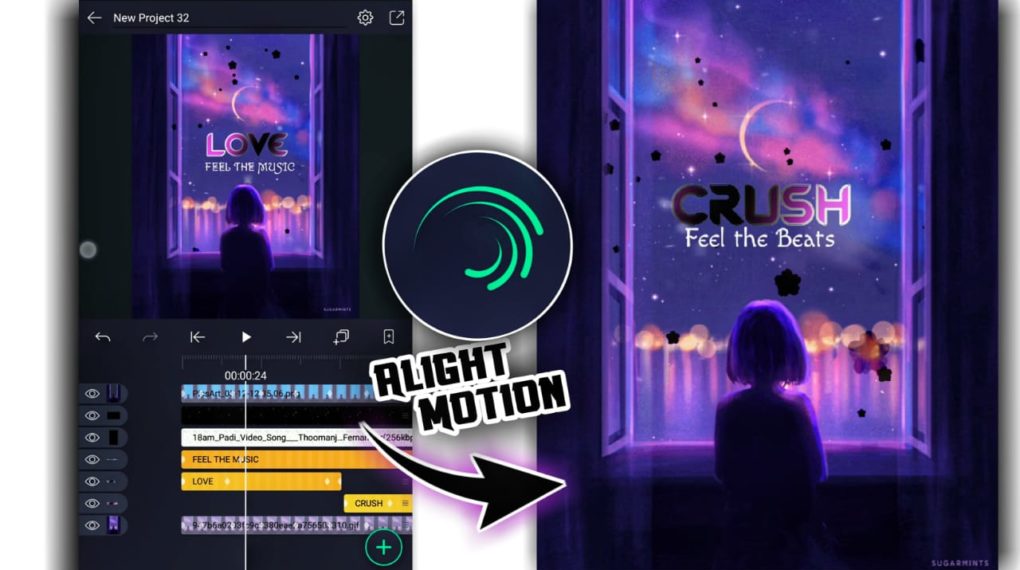 Alight motion lyrics video editing